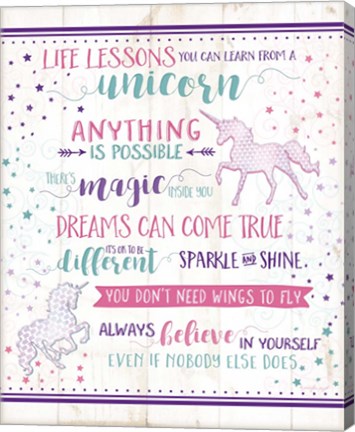Framed Life Lessons Unicorn Print