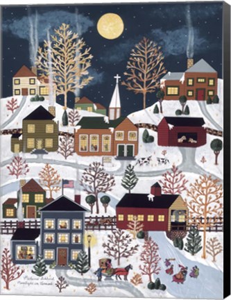 Framed Moonlight In Vermont Print
