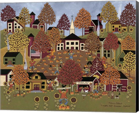 Framed Pumpkin Hill Scarecrow Festival Print
