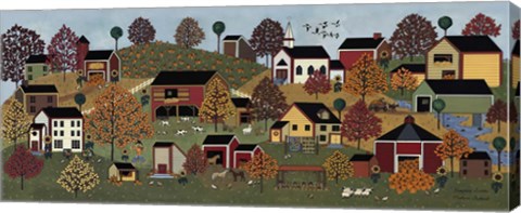 Framed Pumpkin Season Blue Sky Print