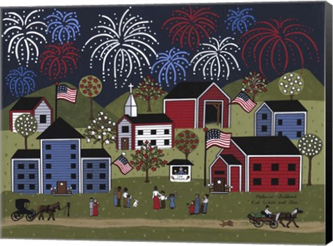 Framed Red White And Blue Print