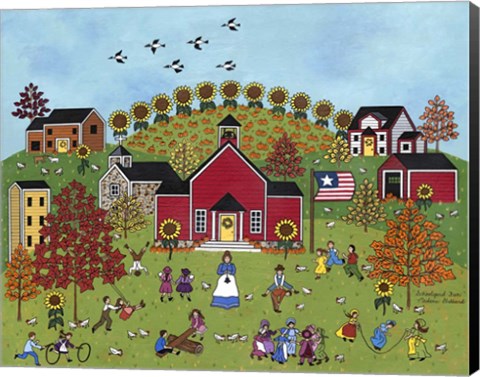 Framed Schoolyard Fun With Green Print