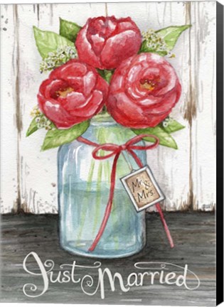 Framed Just Married Peonies Print