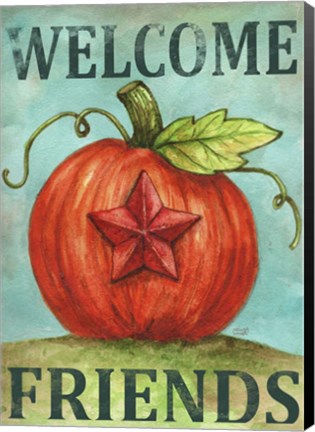 Framed Pumpkin Star Welcome Autumn 2 Print