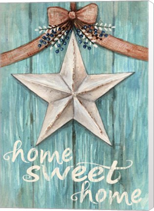 Framed White Barn Star with Bow Home White Print