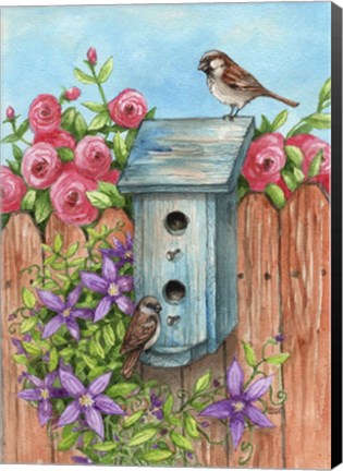 Framed House Sparrow Flag Print