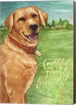 Framed Yellow Lab Friend Family Print