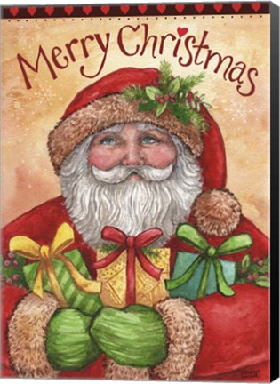 Framed Santa With Presents Merry Christmas Print