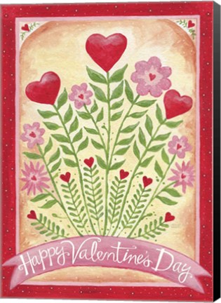 Framed Valentines Day Happy Flowers Print