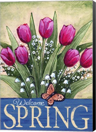 Framed Welcome Spring Tulips Print