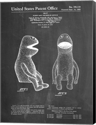 Framed Puppet Doll Patent - Chalkboard Print