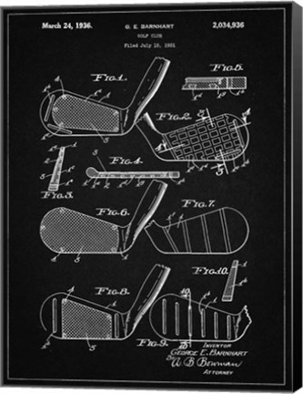 Framed Golf Club Patent - Vintage Black Print