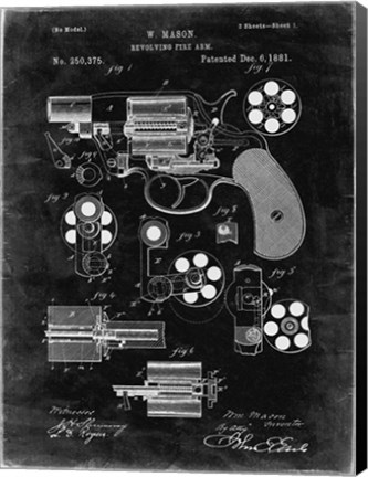 Framed Revolving Fire Arm Patent - Black Grunge Print