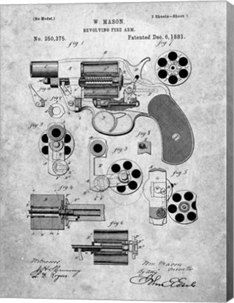 Framed Revolving Fire Arm Patent - Slate Print