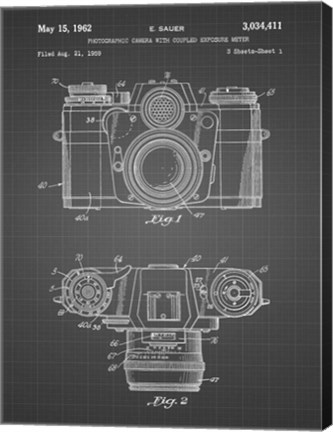Framed Photographic Camera With Coupled Exposure Meter Patent - Black Grid Print