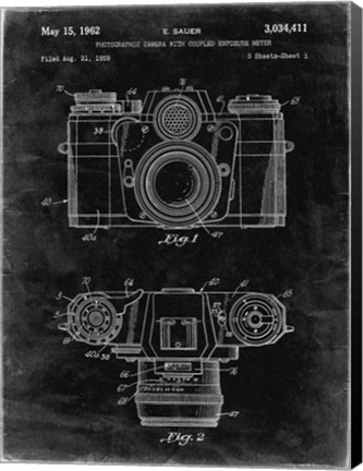 Framed Photographic Camera With Coupled Exposure Meter Patent - Black Grunge Print