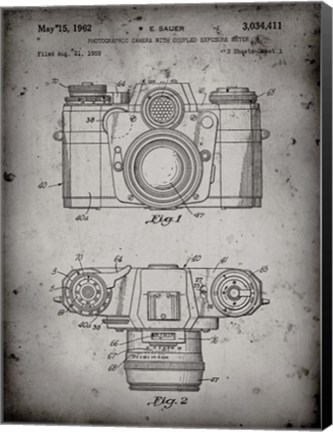 Framed Photographic Camera With Coupled Exposure Meter Patent - Faded Grey Print