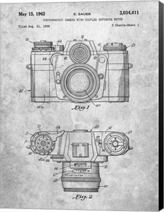 Framed Photographic Camera With Coupled Exposure Meter Patent - Slate Print