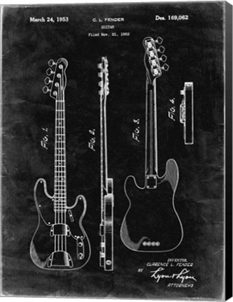 Framed Guitar Patent - Black Grunge Print