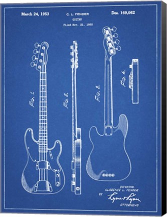 Framed Guitar Patent - Blueprint Print