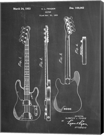 Framed Guitar Patent - Chalkboard Print