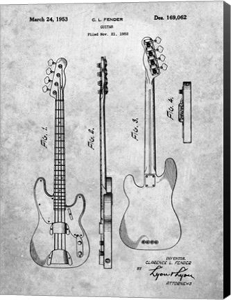 Framed Guitar Patent - Slate Print