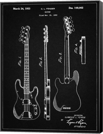 Framed Guitar Patent - Vintage Black Print