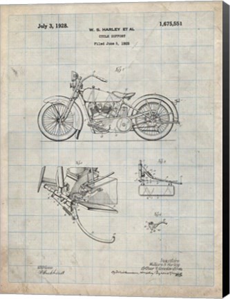 Framed Cycle Support Patent - Antique Grid Parchment Print