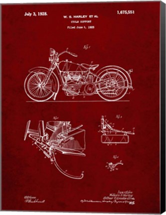 Framed Cycle Support Patent - Burgundy Print