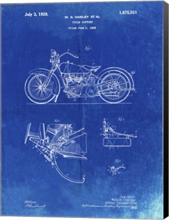 Framed Cycle Support Patent - Faded Blueprint Print