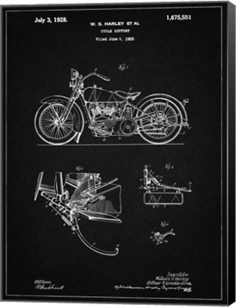 Framed Cycle Support Patent - Vintage Black Print