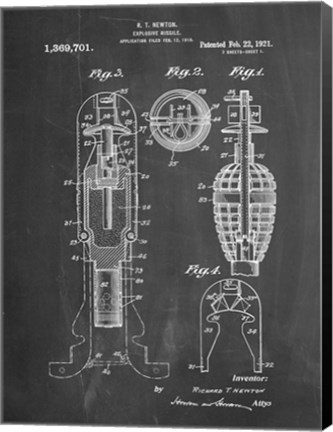Framed Explosive Missile Patent - Chalkboard Print