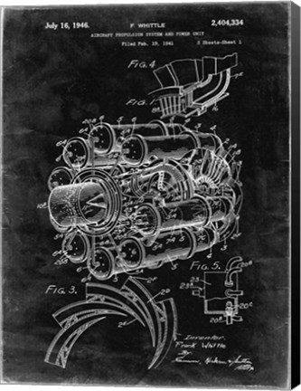 Framed Aircraft Propulsion &amp; Power Unit Patent - Black Grunge Print