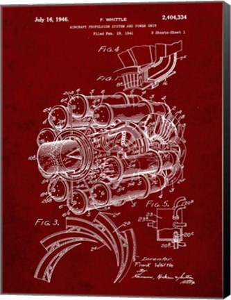 Framed Aircraft Propulsion &amp; Power Unit Patent - Burgundy Print