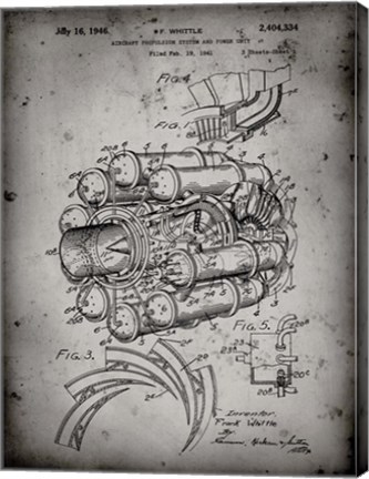 Framed Aircraft Propulsion &amp; Power Unit Patent - Faded Grey Print