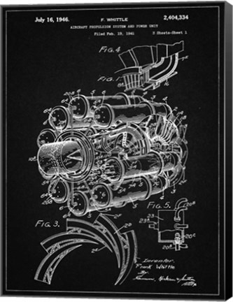 Framed Aircraft Propulsion &amp; Power Unit Patent - Vintage Black Print