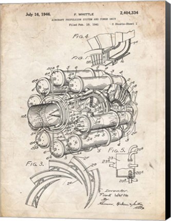 Framed Aircraft Propulsion &amp; Power Unit Patent - Vintage Parchment Print