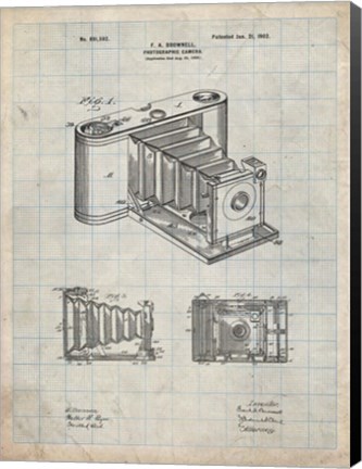 Framed Photographic Camera Patent - Antique Grid Parchment Print