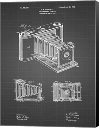 Framed Photographic Camera Patent - Black Grid Print
