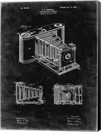 Framed Photographic Camera Patent - Black Grunge Print