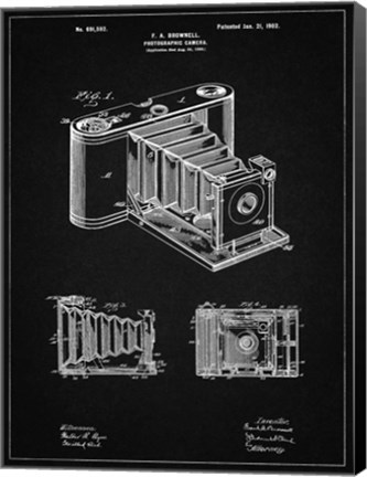 Framed Photographic Camera Patent - Vintage Black Print
