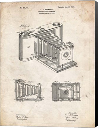 Framed Photographic Camera Patent - Vintage Parchment Print