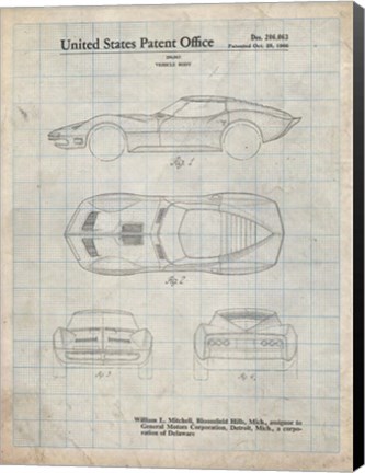 Framed Vehicle Body Patent - Antique Grid Parchment Print