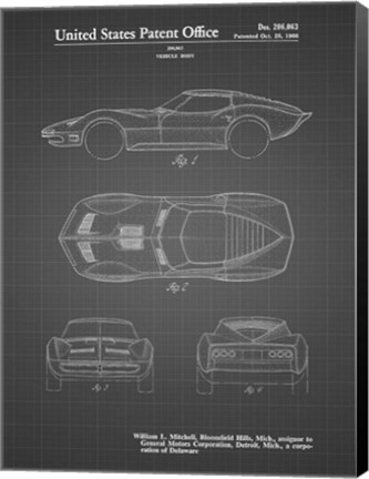 Framed Vehicle Body Patent - Black Grid Print