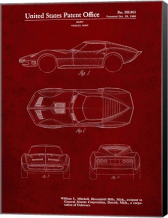 Framed Vehicle Body Patent - Burgundy Print