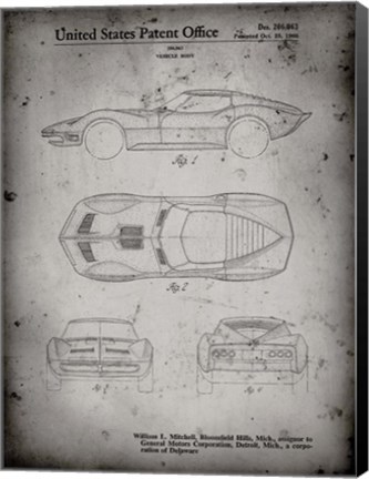 Framed Vehicle Body Patent - Faded Grey Print
