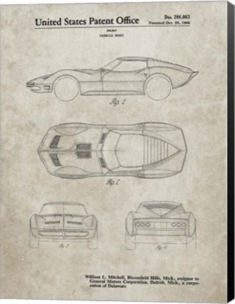 Framed Vehicle Body Patent - Sandstone Print