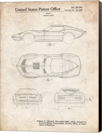 Framed Vehicle Body Patent - Vintage Parchment Print