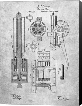 Framed Machine Gun Patent - Slate Print