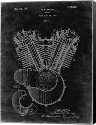 Framed Engine Patent - Black Grunge Print